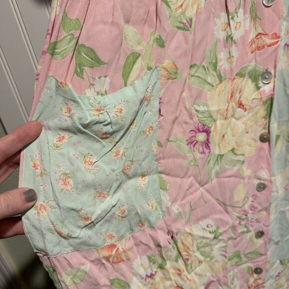 Jenny Helene Vintage 90s Patchwork Pastel Floral Midi Dress Cottagecore Large - Picture 3 of 7